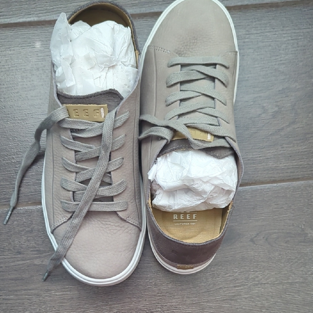Reef Swellsole Terramar Gray Leather Low-Top Sneakers